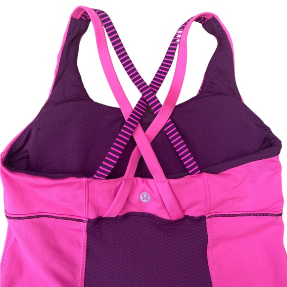 Lululemon Energy Tank Size 6 Hyper Stripe Raspberry Glo Light/Raspberry Glow 💗 - Picture 3 of 3